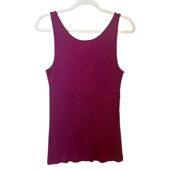 Loft Ann Taylor Women's Size L Sleeveless Tank Top Purple Magenta Ruffle Front - Picture 10 of 15